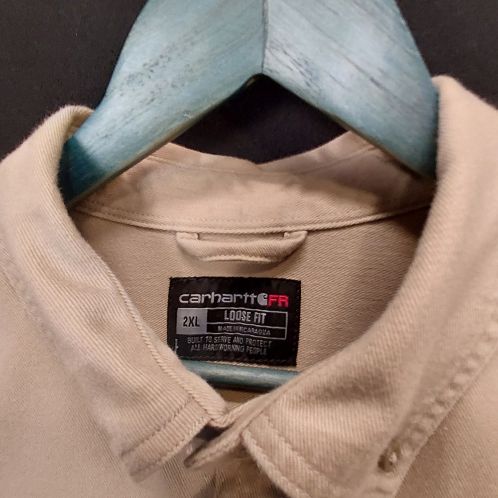 Carhartt FRS160 KHI FR Work Shirt 2XL Khaki Loose Fit NFPA 2112 CAT 2 ATPV 8.6 - Picture 3 of 13